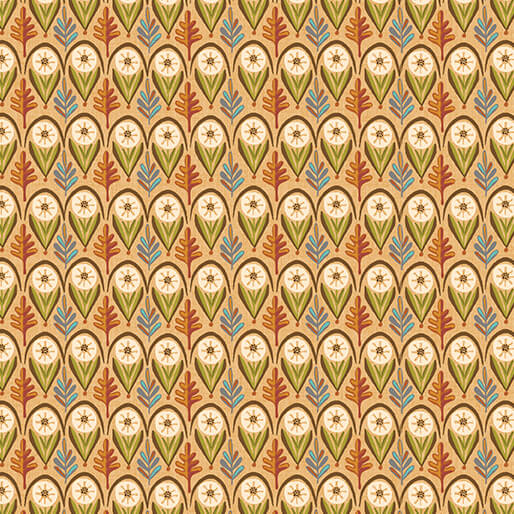 Hello Fall - geo leaf on peach multi