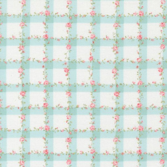 Abide Floral plaid gingham check light blue 18793 24