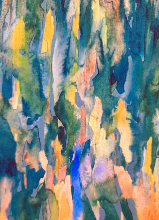 Desert Oasis - blue watercolour - 100% Cotton Fabric