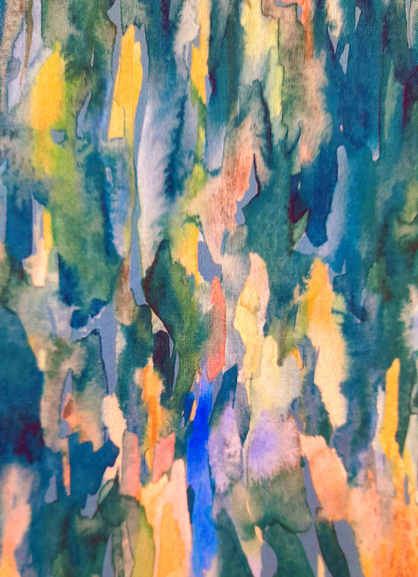 Desert Oasis - blue watercolour - 100% Cotton Fabric
