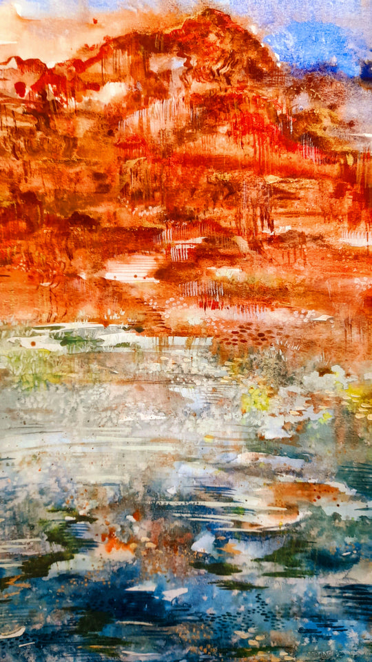 Desert Oasis - Watercolour Scenery - 100% Cotton Fabric