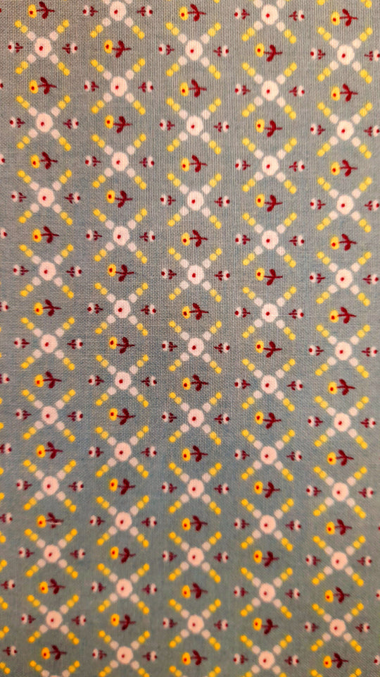 Hollyhock Lane - Tiny patterns on Blue - Nutex - 100% Cotton Fabric