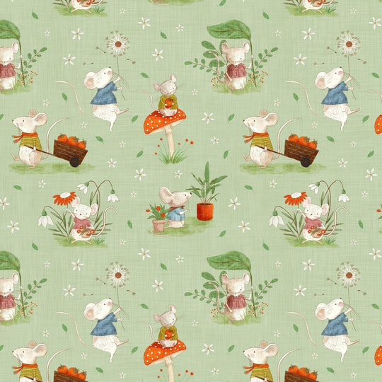 Whimsical Fields 101 mice green