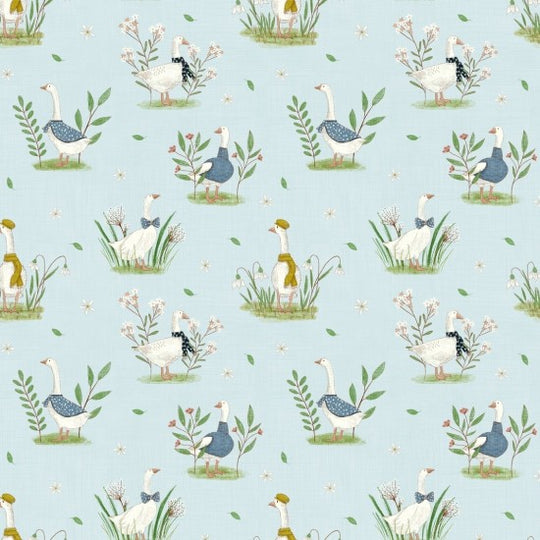Whimsical Fields 103 geese blue