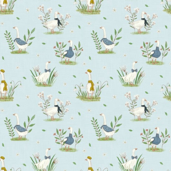Whimsical Fields 103 geese blue