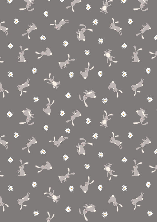 Bunny hop scattered bunnies on grey