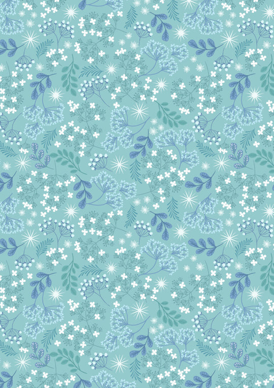 A Winter's Moon - Frosted foliage on iced aqua