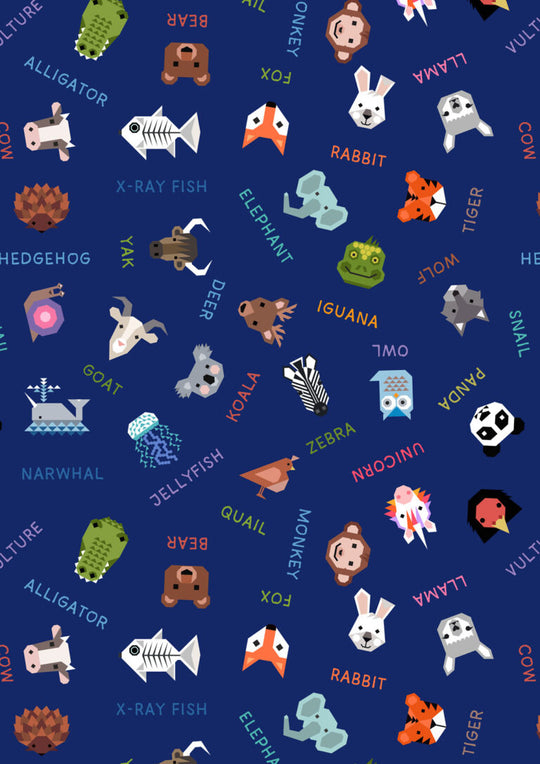 Animal Alphabet - Animal names on blue