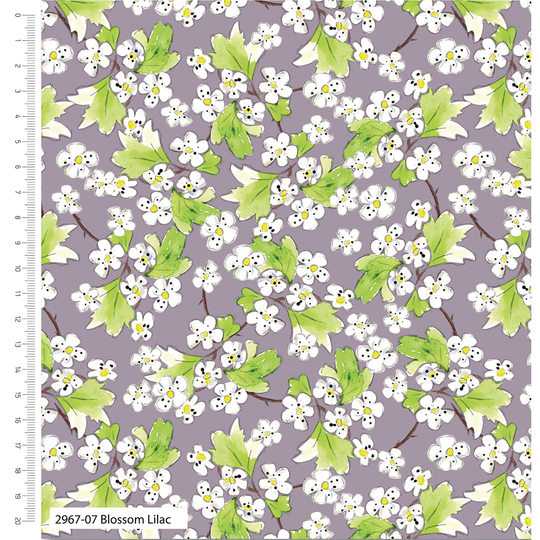 A Country Walk - Blossom on Lilac - Make+Believe 100% Organic Cotton Fabric