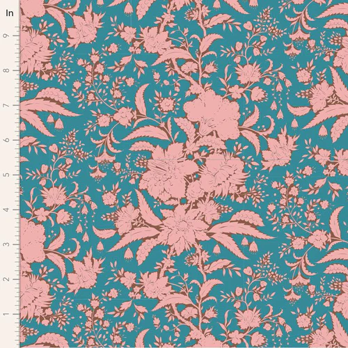 - Bloomsville - Abloom - Petrol - 100% Cotton Fabric