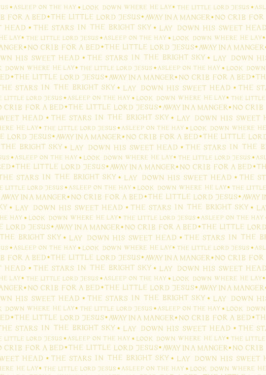 Away in a manger cream with metallic gold words
