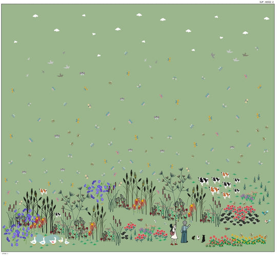 Memory of Childhood double border panel green