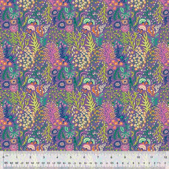 Atlantis - Coral reef on purple - 100% cotton fabric by Sally Kelly