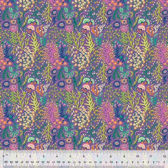 Atlantis - Coral reef on purple - 100% cotton fabric by Sally Kelly