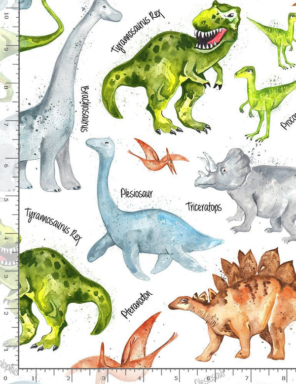 Dinos and Names - 100% Cotton fabric