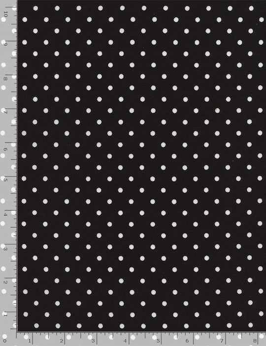 Dot - white dots on black- 100% Cotton fabric