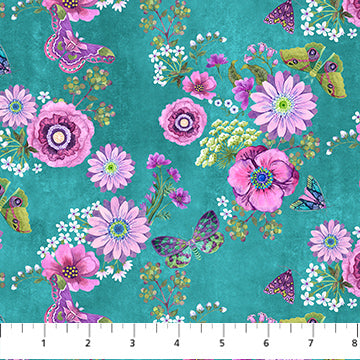 Nightshade teal floral