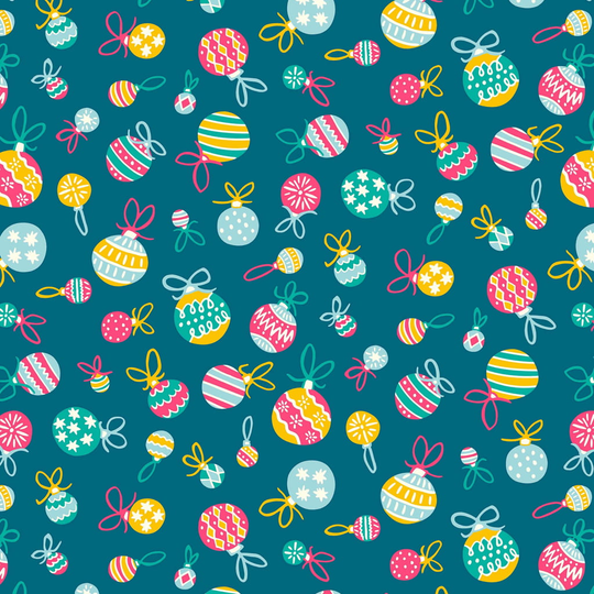 Liberty - Deck the Halls - Tumbling Baubles (blue) - 100% Cotton fabric
