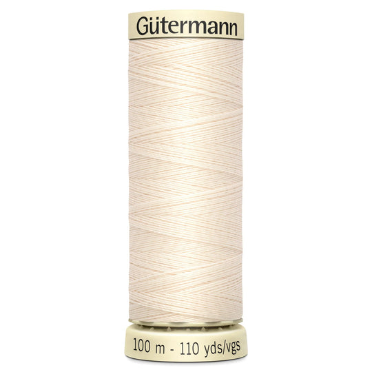 Gutermann Sew All Polyester Sewing Thread - 100m/110 yards - 802 Ecru