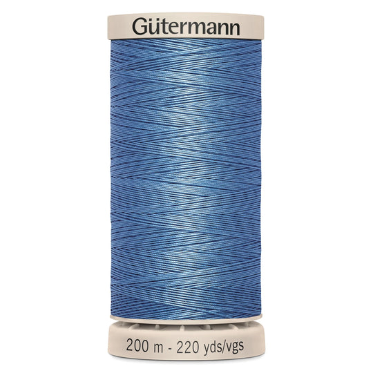 Gutermann Hand Stitching Thread - 100% Cotton Sewing Thread  - 200m/220yds - 5725 - Mid Blue