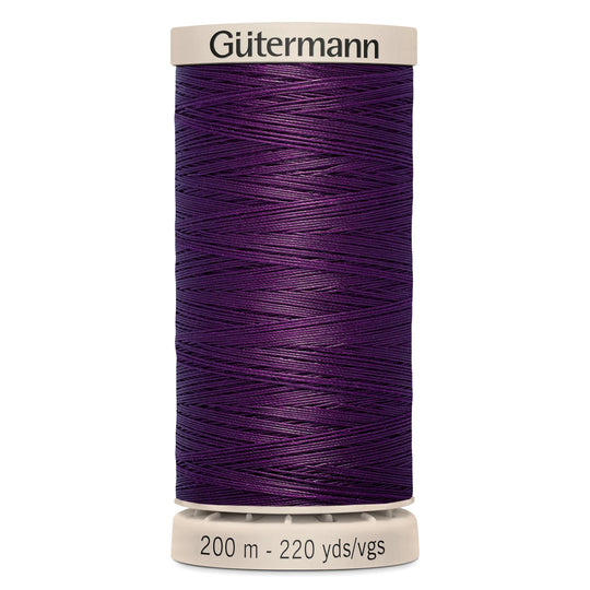 Gutermann Hand Stitching Thread - 100% Cotton Sewing Thread  - 200m/220yds - 3832 - Dark Purple