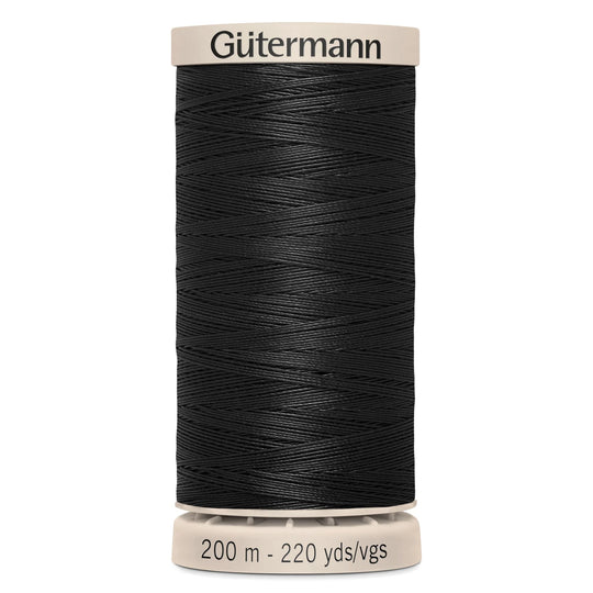 Gutermann Hand Stitching Thread - 100% Cotton Sewing Thread  - 200m/220yds - 5201 - Black