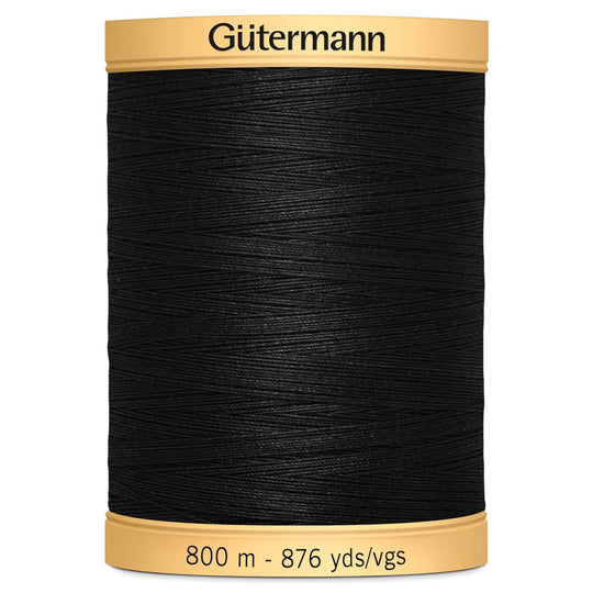 Gutermann Natural Cotton - 800 m/876 yds - 100% cotton - Black - 5201