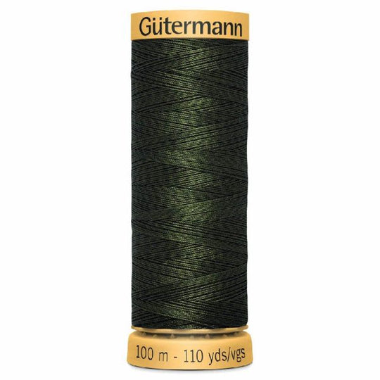 Gutermann Natural Cotton - 100m/110yds - 100% cotton - 9623 - Dark Khaki Green
