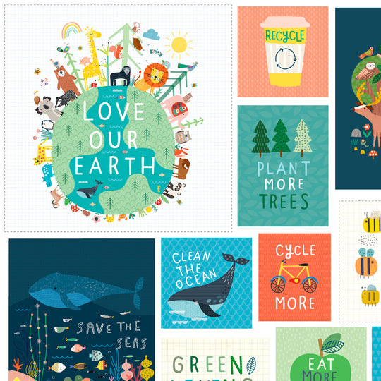 Save the Planet by Sally Payne for Dashwood Studios - 100% Cotton Fabric