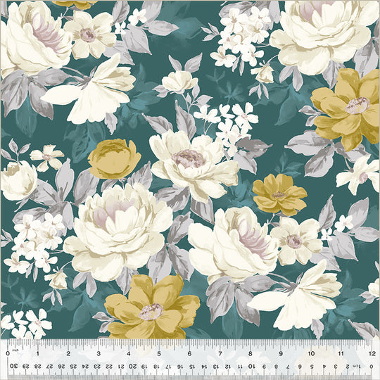 Blake by Whistler Studios for Wyndham Fabrics - Elegant Bouquet - Spruce - 100% cotton fabric