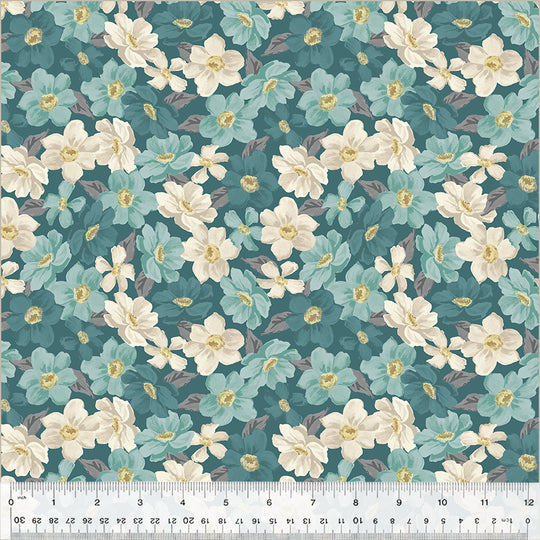 Blake by Whistler Studios for Wyndham Fabrics - Packed Floral - Spruce - 100% cotton fabric