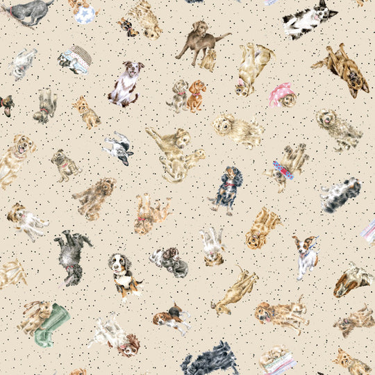 Whiskers & Paws by Hannah Dale of Wrendale Designs - Tossed Dogs in Cream
