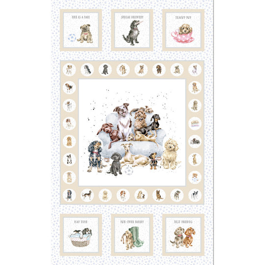Whiskers & Paws by Hannah Dale of Wrendale Designs - Panel - Dogs/Cream