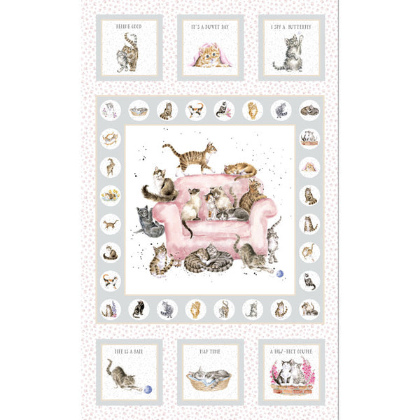 Whiskers & Paws by Hannah Dale of Wrendale Designs - Panel - Cats/Grey