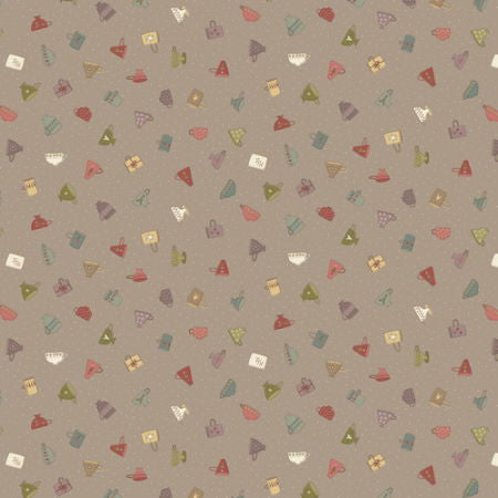 Down Tinsel Lane by Anni Downs for Henry Glass - Cups - Taupe