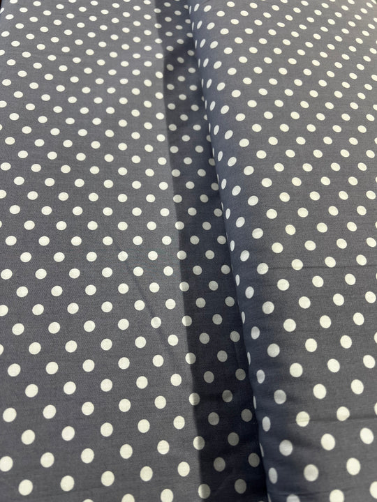 Mid Grey Spotty Dressmaking Fabric - 100% Cotton fabric