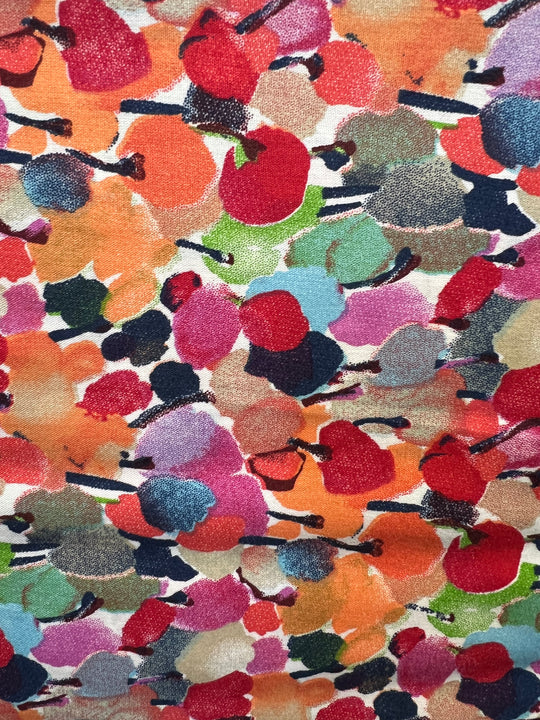 Red/Coral Floral with white background- Dressmaking Fabric - 100% Cotton fabric