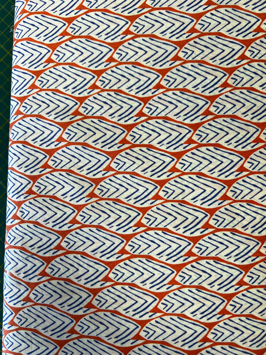Cotton Lawn - Orange Leaf