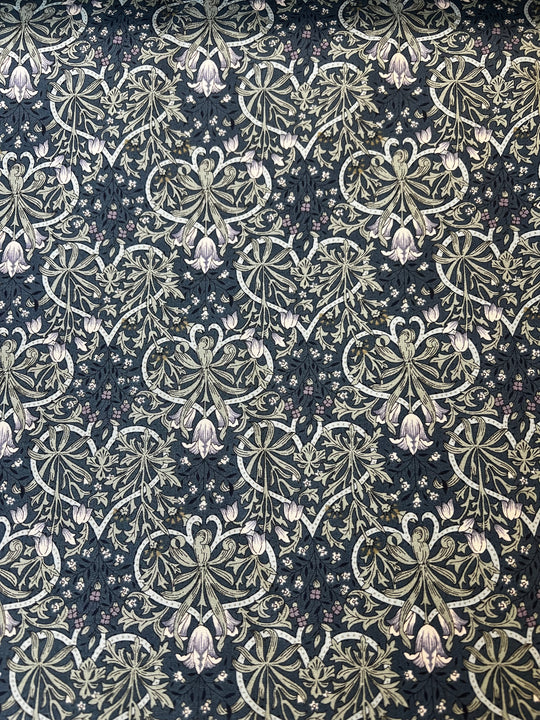 William Morris style - Country Floral - Nakamura Blue - by Nutex - 100% Cotton