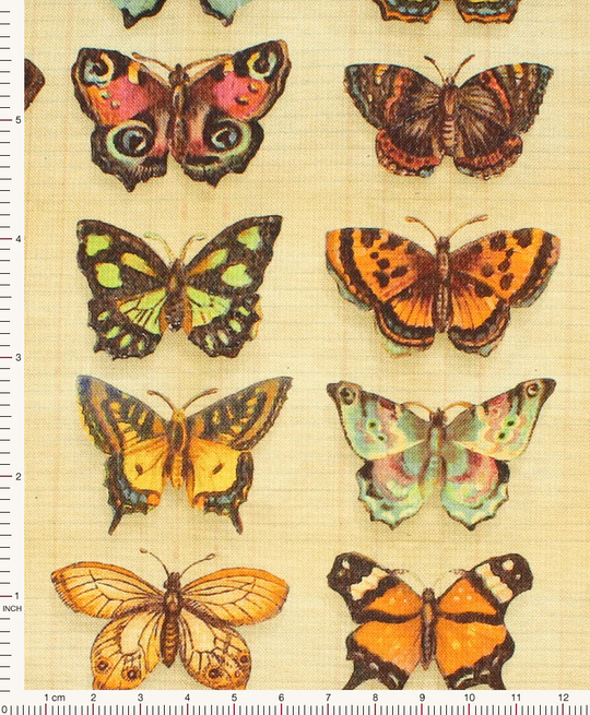 Junk Journal - Butterflies on Cream - 100% Cotton fabric