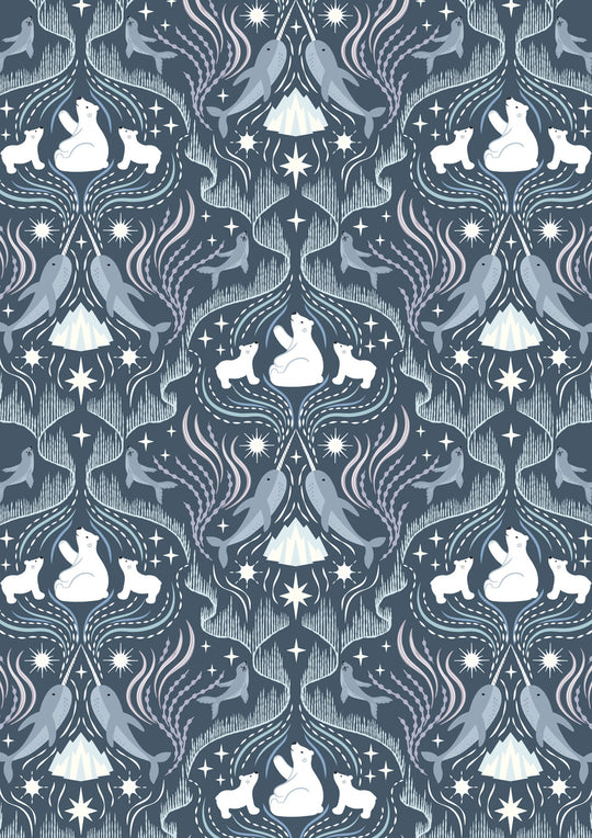 Where the Sky Dances polar bears on blue L63C
