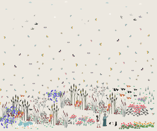 Memory of Childhood double border panel off white