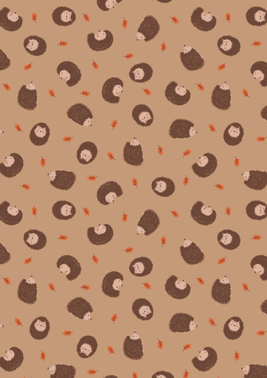 Small Things Snuggle Season hedgehogs on light brown