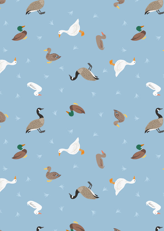 Small Things Rivers and Creeks - ducks on light blue