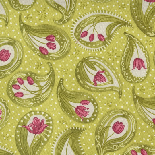 Moda - Tulip Tango - Paisley Chartreuse - 100% Cotton Fabric