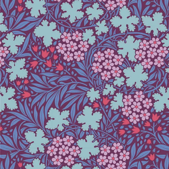Tilda - Hibernation -  Autumn Bloom -  Eggplant - 100% Cotton fabric