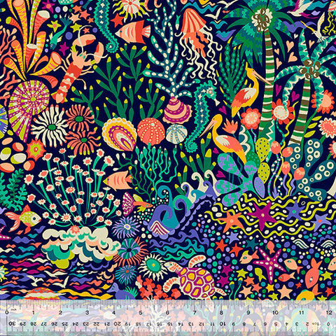 Atlantis - Blue Lagoon - 100% cotton fabric by Sally Kelly