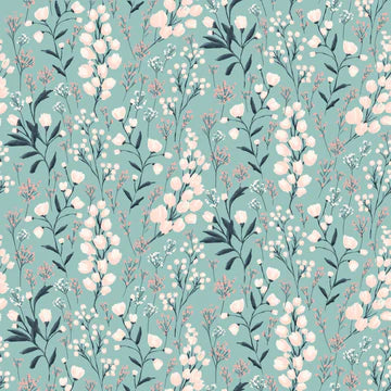 Painted Blossoms - field of dreams teal