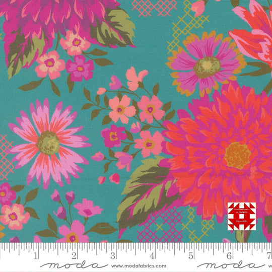 Happy Blooms on teal
