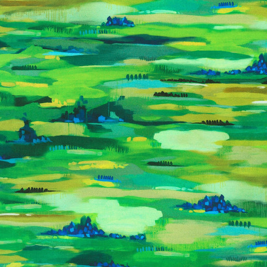 Painterly Trees Grass-  - 100% Cotton Fabric by Robert Kaufman